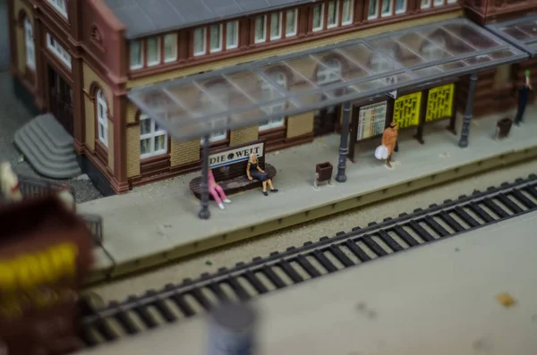 Krásné Rozmanité Předmět Rozložení Hra Dětská Železnice Malé Vzdálenosti Makro — Stock fotografie