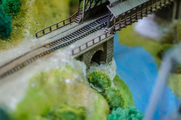 Vackra Och Mångsidiga Ämne Layout Och Spelet Barnens Järnväg Nära — Stockfoto