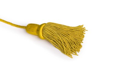 Güzel ve farklı bir konu. Güzel ve şık, pahalı katı kenar, törenleri, karnavallar ve geçit üzerinde beyaz bir bekçi ve sarı ve altın halat izole arka plan.
