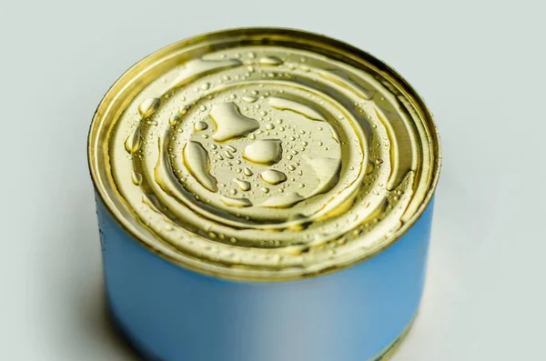 Beautiful Diverse Subject Beautiful Iron Cylindrical Cans Canned Food Preserves — Stock Photo, Image