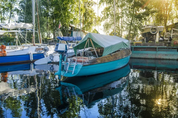 Mooie Boten Zeil Schepen Tuigage Mooie Achtergrond Landschap Panorama Van — Stockfoto