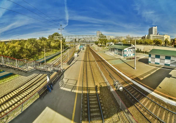 Novosibirsk Rússia Setembro 2016 Fundo Bonito Vista Paisagem Panorama Estação — Fotografia de Stock