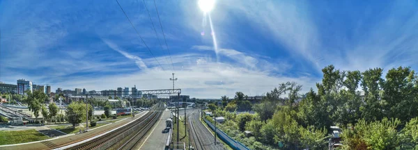 Novosibirsk Rusya Eylül 2016 Güzel Arka Plan Görünümü Manzara Tren — Stok fotoğraf