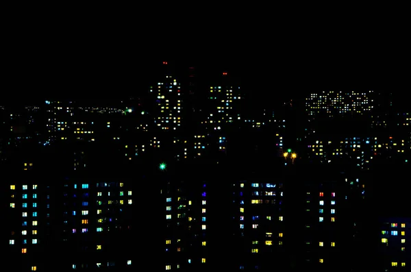 Красивый Фон Вид Пейзаж Панорама Ночного Вечернего Города Крыши Зданий — стоковое фото