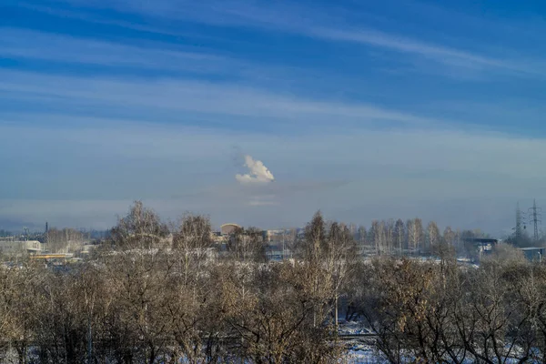 Bellissimo Sfondo Vista Paesaggio Panorama Della Città Industriale Parco Piazza — Foto Stock