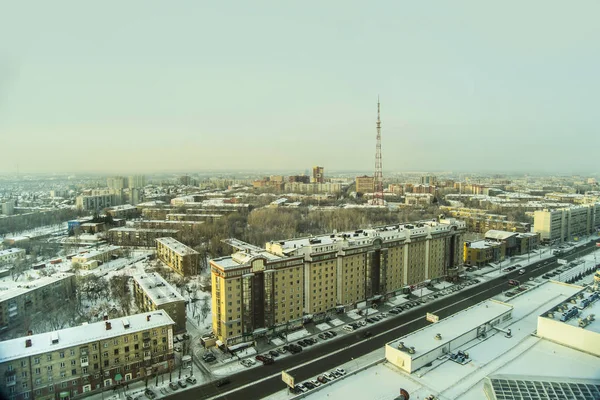 Novosibirsk Rusia Diciembre 2017 Hermoso Fondo Vista Paisaje Panorama Desde —  Fotos de Stock