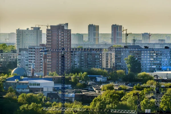 Красивый Фон Вид Пейзаж Панорама Дневного Города Столицы Сверху Крыши — стоковое фото