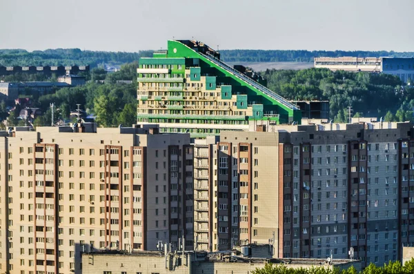 Piękne Tło Widok Krajobraz Panorama Dnia Miasta Stolicy Góry Dachy — Zdjęcie stockowe