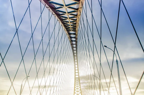 Hermoso Fondo Vista Paisaje Panorama Moderno Tipo Arco Acolchado Puente —  Fotos de Stock