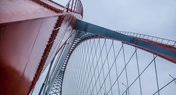 Bellissimo Sfondo Vista Paesaggio Panorama Moderno Tipo Arco Fune Ponte — Foto Stock