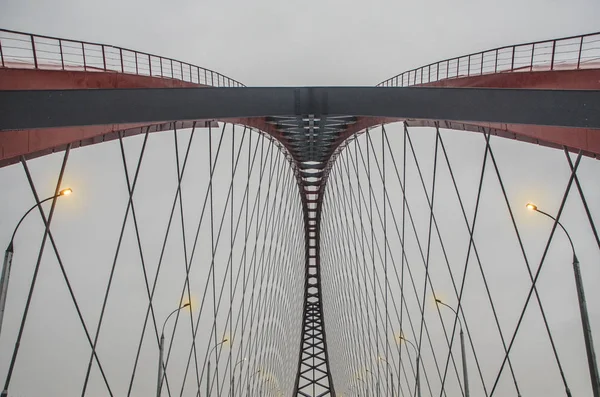 Hermoso Fondo Vista Paisaje Panorama Moderno Tipo Puente Rojo Arqueado — Foto de Stock