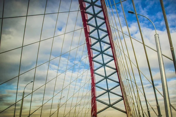 Hermoso Fondo Vista Paisaje Panorama Moderno Tipo Arco Acolchado Puente — Foto de Stock