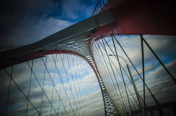 Bellissimo Sfondo Vista Paesaggio Panorama Moderno Tipo Arco Fune Ponte — Foto Stock