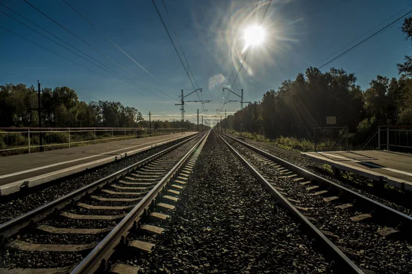 Beautiful Transport Views Backgrounds Beautiful View Background Landscape Panorama Railway — Stock Photo, Image