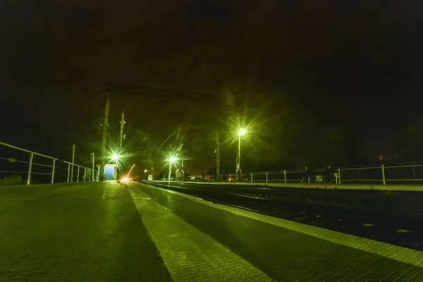 Bela Vista Fundo Paisagem Panorama Estação Ferroviária Estação Avental Noite — Fotografia de Stock