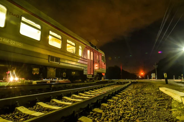 Красивий Вид Фон Пейзаж Панорама Залізничного Вокзалу Станція Фартух Рухомий — стокове фото