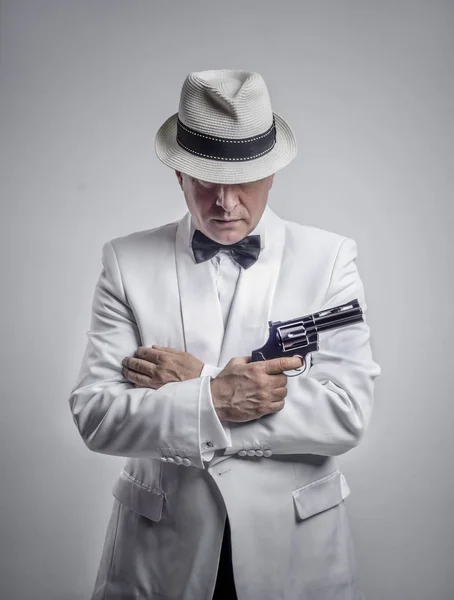 The man in the image of the mafia. Royalty Free Stock Images