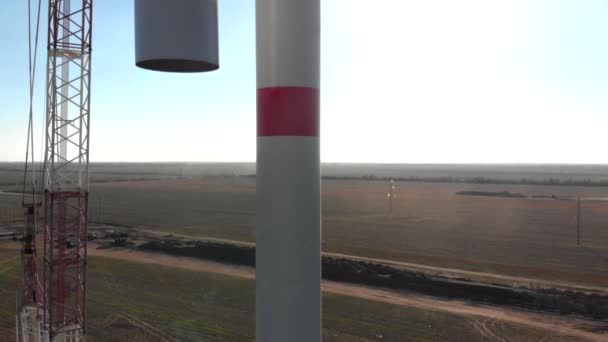 Proceso Construcción Del Molino Torre Energía Eólica Construcción Montaje Torre — Vídeos de Stock