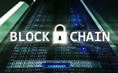 Blockchain teknoloji kavramı sunucu arka planda. Veri şifreleme.