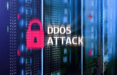 DDoS saldırı, cyber koruma. virüs tespit. Internet ve teknoloji kavramı.