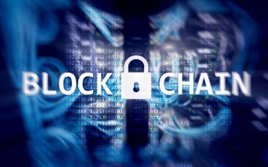 Blockchain teknoloji kavramı sunucu arka planda. Veri şifreleme.