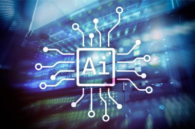 AI, yapay zeka, otomasyon ve modern bilgi teknolojisi kavramı sanal ekran üzerinde.