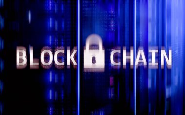Blockchain teknoloji kavramı sunucu arka planda. Veri şifreleme.