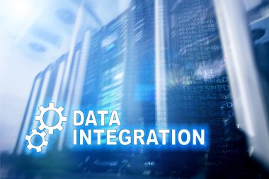 ICT - sunucu odası arka plan üzerinde bilgi ve iletişim teknoloji kavramı. 