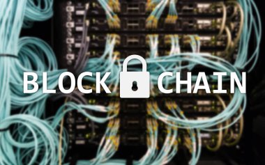 Blockchain teknoloji kavramı sunucu arka planda. Veri şifreleme.