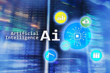 AI, yapay zeka, otomasyon ve modern bilgi teknolojisi kavramı sanal ekran üzerinde.