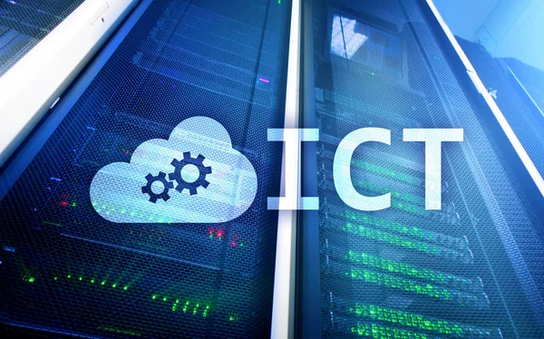 Tic Concepto Tecnología Información Las Comunicaciones Sobre Fondo Sala Servidores —  Fotos de Stock