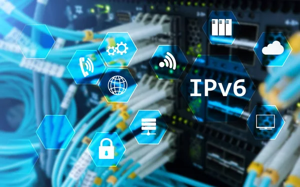 Ipv6 Network Technology Concept Server Room Background — Stock Photo, Image