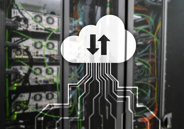 Сервер Вычисления Cloud Хранение Обработка Данных Internet Technology Concept Сервер — стоковое фото