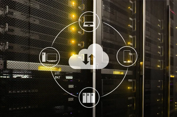 Cloud Server Och Computing Datalagring Och Bearbetning Internet Och Teknik — Stockfoto