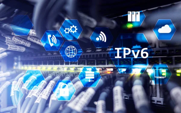 Conceito Tecnologia Rede Ipv6 Fundo Sala Servidores — Fotografia de Stock