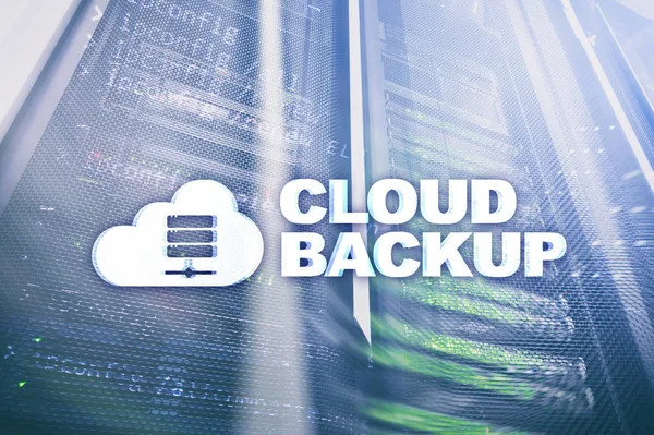 Cloud data storage concept on server room background.Cloud data storage concept on server room background.