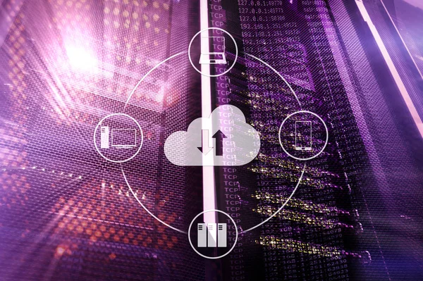 Cloud Server Och Computing Datalagring Och Bearbetning Internet Och Teknik — Stockfoto