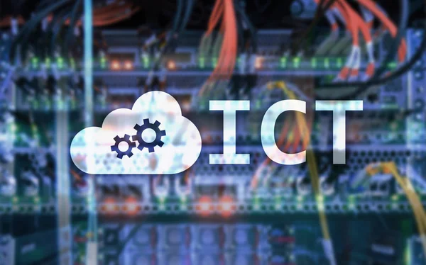 Ict Informatie Communicatie Technologie Concept Server Kamer Achtergrond Ict Informatie — Stockfoto