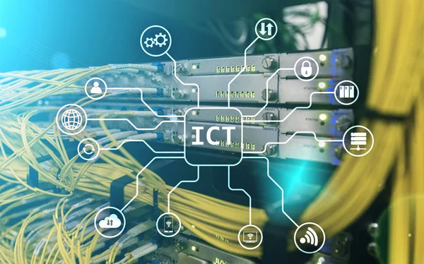 Tik Konsep Teknologi Informasi Dan Komunikasi Pada Background Ict Ruang — Stok Foto