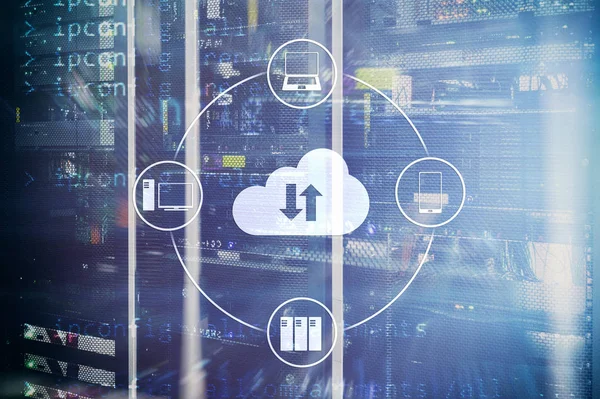 Tic Concepto Tecnología Información Las Comunicaciones Sobre Fondo Sala Servidores — Foto de Stock