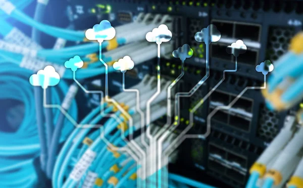 Tic Concepto Tecnología Información Las Comunicaciones Sobre Fondo Sala Servidores —  Fotos de Stock