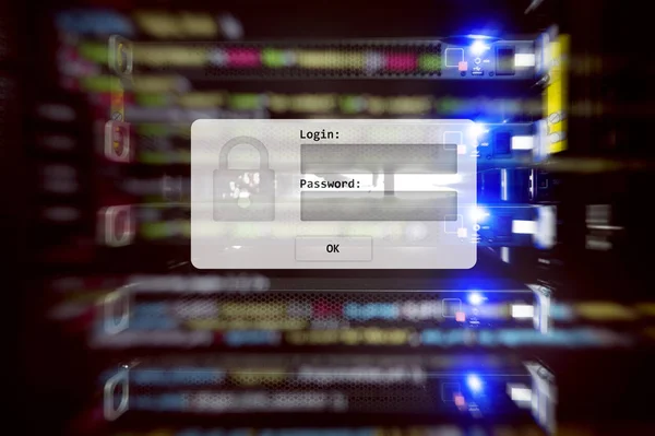 Server Room Login Password Request Data Access Security Server Room — Stock Photo, Image