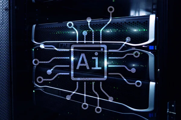 AI, Artificial intelligence, automation and modern information technology concept on virtual screen.