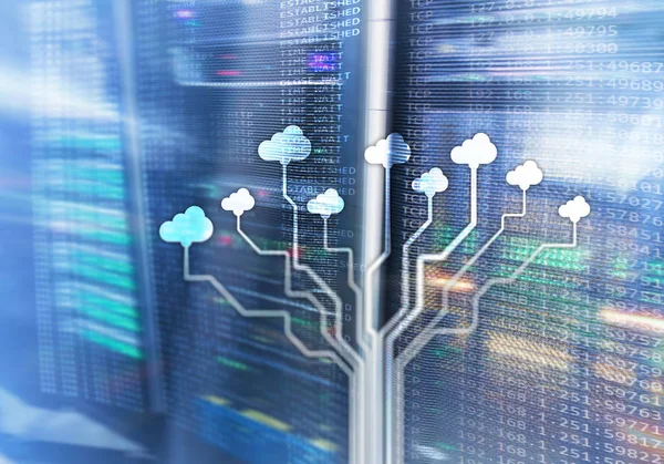 Cloud Server Och Computing Datalagring Och Bearbetning Internet Och Teknik — Stockfoto