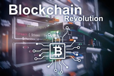 Blockchain devrim, yenilik teknoloji modern iş.