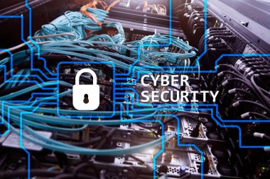 Siber güvenlik, bilgi Gizlilik ve veri koruma kavramı sunucu üzerinde arka plan Oda.