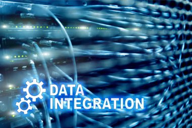 Veri entegrasyon bilgi teknolojisi kavramı sunucu Oda zemin üzerine.