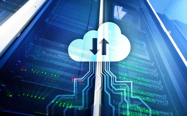 Cloud Server Och Computing Datalagring Och Bearbetning Internet Och Teknik — Stockfoto