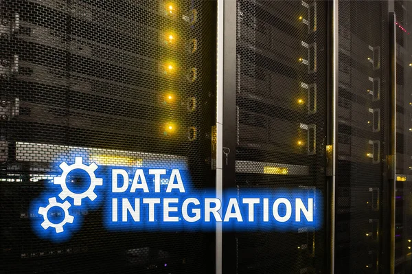 Data Integration Information Technology Concept Server Room Background — Stock Photo, Image