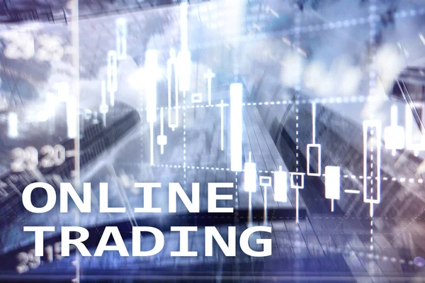 Trading Ligne Forex Concept Investissement Sur Fond Centre Affaires Flou — Photo